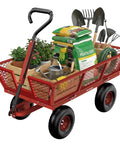 Heavy Duty Steel Garden Cart On Wheels With Removable Mesh Sides That Flip To Flatbed 880 Lb Capacity Removable Handle Converts To Wheelbarrow