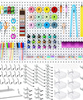 Badass Heavy Duty Metal Pegboard Wall Storage Kit With 90 Pieces Of Hooks Bins Cups Paper Towel Holder And Steel Tray For Garage Workshop Organization, featuring colorful supplies and accessories.