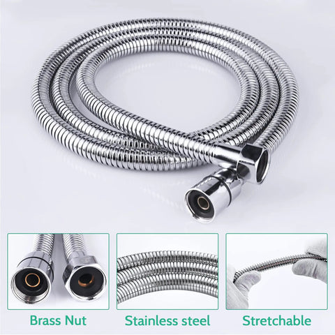 Chrome 70-inch hose for Dual Shower Head System With Rainfall Top Spray And Handheld 70 Inch Flexible Hose Smooth 3 Way Diverter Easy Install Chrome Finish 2 In 1 Shower Head Combo.