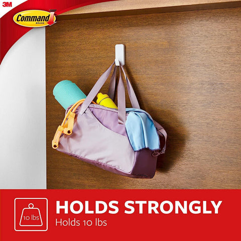 Ten Pound Extra Large Heavyweight Wall Hooks With Adhesive Strips Two Hooks And Six Strips No Drill No Mess Damage Free Mounting