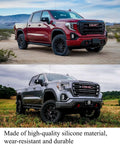 GMC Sierra 1500 Red Tow Hook Covers Set for 2019 2020 2021 2022 2023 2024 2025 installed on trucks, silicone material