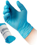 Blue gloves from Compact First Aid Kit For Bleed Control On The Go With Vacuum Sealed Pack Includes Compressed Gauze Petrolatum Gauze ETD.