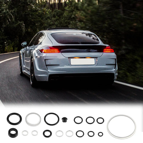 Pro Grade 15 Piece Floor Hydraulic Jack Seal Kit with visible car on road background, including oil seals and O-rings