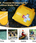 Waterproof Boat First Aid Kit With Lightweight Dry Bag For Kayak And Outdoor Adventures Ready To Roll Emergency Marine Survival Supplies For Fishing Swimming Floating Beach And Camping Gear In Yellow on rocks