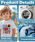 Child in T-shirt with 10 Pack Baseball DTF Iron On Transfers For T Shirts And Apparel Ready To Press Heat Transfer Sheets For Shirts