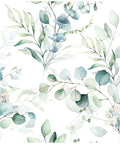 Easy Peel And Stick Boho Eucalyptus Green And White Floral Wallpaper For Walls Renter Friendly No Mess Durable Washable