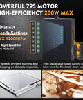 Ultra Compact Mini Table Saw For Crafters And DIYers With Dual Switch Safety 7 Speeds Up To 200W motor settings display