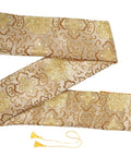 Silk Brocade Carrying Bag With Tassel 53 Inch Sword Case For Katanas Tai Chi Broadswords Wakizashi And Cosplay Gear In Floral Gold Dust