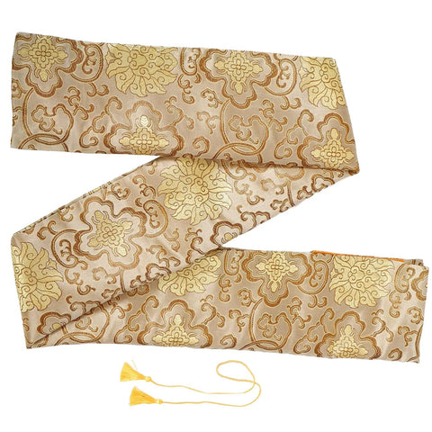 Silk Brocade Carrying Bag With Tassel 53 Inch Sword Case For Katanas Tai Chi Broadswords Wakizashi And Cosplay Gear In Floral Gold Dust