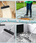 Heavy Duty Floor Scrub Brush With Long Adjustable Handle 2 In 1 Scrub And Squeegee For Quick Cleanup Stiff Bristles in action