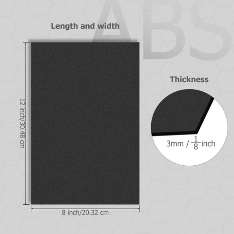 Two Pack Black ABS Plastic Sheets 8 By 12 Inches One Eighth Inch Thick Moldable Material For DIY Home Decor Handcraft Projects