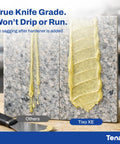 Dead Nuts Strong Transparent Polyester Mastic And Slick Knife Grade Stone Adhesive For Granite Marble Seam Glue Quick Set Resin Kit With Hardener Pro Grade Natural Stone Fabbing Solution on granite surface.