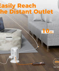 Tower Power Strip With 12 Outlets And 5 USB Ports, Including 2 USB C, 10 Ft Flat Extension Cord in living room setup