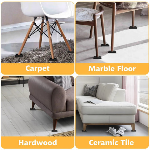 Straight Up Heavy Duty Rubber Floor Savers And Non Slip Furniture Pads on carpet, marble, hardwood, and ceramic tile.