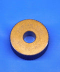 Professional Male Diamond Knurling Wheel Built Tough From Premium HSS Steel Featuring One Inch Shank Paired With Three Eighths And Five Sixteenths Inch Spacers For No Sweat Lathe Work And Kickass Surface Grips shown from a top view with engraved details.