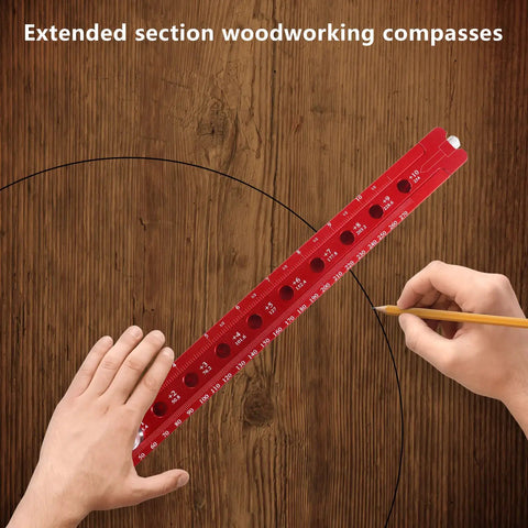 Aluminum Alloy Circular Drawing Tool With Adjustable Radius Scriber For Woodworking, Pro Grade Marking Gauge in use on wood