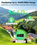 Long Range WiFi Remote Thermometer With Freezer Alarm And App And Email Alerts showcasing sensors and hub in a scenic outdoor setting