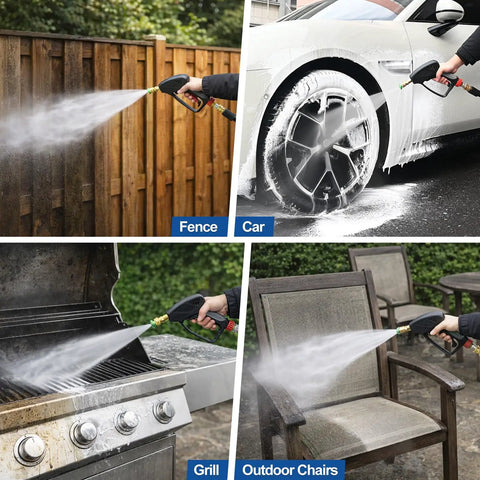Beast Mode 5000 PSI Pressure Washer Gun With 360 Swivel Inlet Ergonomic short spray gun cleaning fence, car, grill, chairs