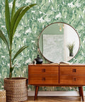 Room with Jungle Green Tropical Peel And Stick Wallpaper Removable Self Adhesive Wall Covering For Easy DIY Decor 20.5 In X 16.5 Ft