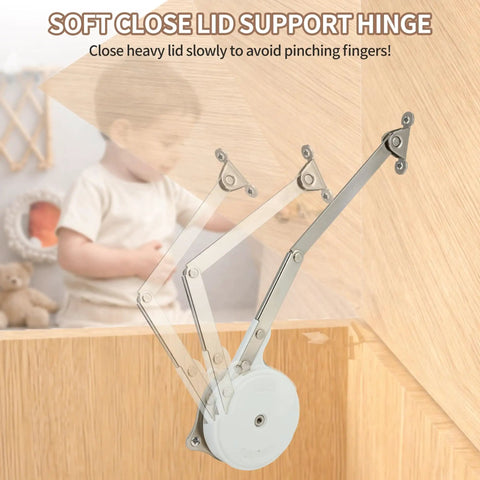 Two Pack Soft Close Hinges For Toy Boxes And Chests With Adjustable Tension And Multi Angle Lid Support No Slam Zinc Alloy