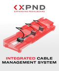 Xpnd Pedalboard Expansion Kit For Guitar Pedal Boards, Telescoping 14 To 24 Inch Extension showcasing cable management system