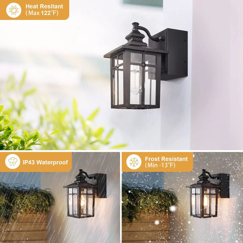 Porch Light Outdoor Dusk To Dawn With Built In GFCI Outlet 2 In 1 Wall Light IP44 Waterproof Anti Rust For House Front Door Patio Garage