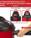 Heavy Duty Vacuum Hose 8 Feet Long By 2.5 Inch Diameter For Standard Or Locking Inlets No Fuss Quick Reach Flexible Vinyl
