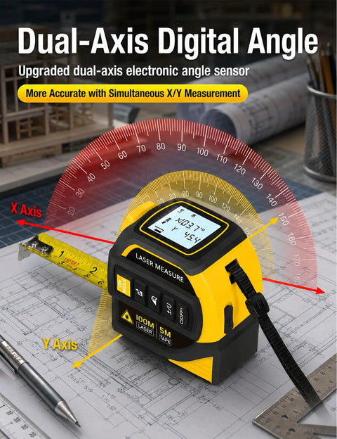 Badass 4 In 1 Laser Tape Measure Featuring Dual Axis Leveling And A Massive 328Ft Range With A Dependable 16Ft Tape Blade For Any Home Improvement Hustle