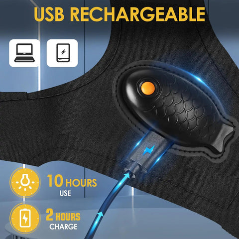 Rechargeable LED Flashlight Gloves For Men And DIY Crew, USB charging port and power button close-up, waterproof fabric.