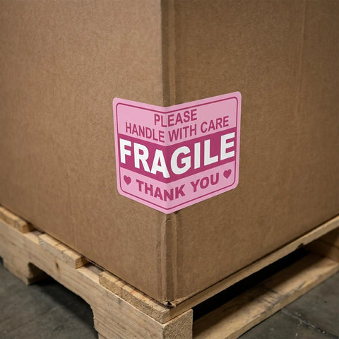 Fragile Shipping Labels Pack With Red Copper Plate Stickers For Quick ID And Clear Communication, Rectangle And Round Shapes For Courier Ops And Packing Supplies, Handle With Care on box