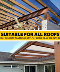 Heavy Duty Roof Riser Brackets Kit for pergola and gazebo installed on wooden beams.