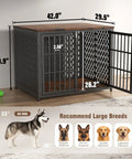 Super Smooth Setup Heavy Duty Dog Crate Furniture 42 Inch Decorative Kennel End Table Nightstand Rustic Brown indoor pet house with dimensions.