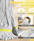 Heavy Duty Commercial Cotton String Mop With 59 Inch Handle And Replaceable Head Top Shelf Wet Floor Scrubber for machine and hand wash.