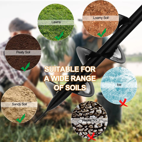 2 In 1 Hand Auger Spiral Drill For Planting And Hole Digging, 44.5 Inch Post Hole Digger With Twist Tiller, soil suitability