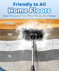 No Fuss Heavy Duty Steam Mop With Seventeen Attachments And Adjustable Two Sixty Degree Flow cleaning various floor types.