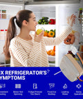 Refrigerator Evaporator Fan Motor Replacement For GE Hotpoint Fridges With 60 Hz 3W 115V Shaft next to open fridge with food
