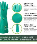 Heavy Duty Nitrile Glove Set, 15 Mil Chemical-Resistant, 13 Inch Gauntlet with Bisque Grip, Latex Free, Green, Small, 12 Pack
