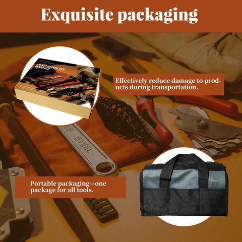 All In One 26 Piece MIG Welding Kit With Auto Darkening Helmet Heat Resistant Leather Gloves Chipping Hammer in packaging