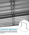Six-piece square pipe clamp set, 70x70mm, 304 stainless steel U-shaped brackets with self-tapping screws