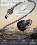 Straight Shot Car Power Adapter For Mini Internet Setup With Ten Foot Thick Copper Cable Plugs Right Into 12 To 24 Volt Vehicle Jack No Inverter Bloat 60w Usb C Quick Charge For Road Trips with display and plugs
