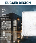 LED Canopy Light 45W 0-10V Dimmable 110-277V IP65 Waterproof ETL Listed Daylight 5000K outdoor fixture in rain setting.