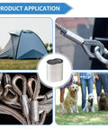 Heavy Duty Aluminum Crimp Loop Sleeve 5/64 Inch 2mm Cable Ferrules For Wire Rope Crimp Loops Durable Corrosion Resistant Easy To Use With Crimping Tool Pack Of 50 Pieces used on tent, dog leash, and wire rope