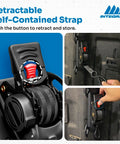 Bed Mounted Retractable Tie Down Straps For Chevy Silverado And GMC Sierra 1500 2019 And Up 2500/3500 2020 And Up Two Pack Factory Anchor Compatible Quick Secure Gear In The Truck Bed No Drama Install showing close-up of retractable mechanism.