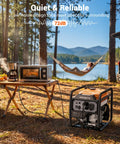 4400 Watt Gas Powered Portable Generator For Home Backup Open Frame Inverter With RV Ready 30A Outlet in outdoor setting