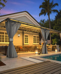 12x20 Patio Gazebo With Curtains And Mosquito Netting Large Wall Mounted Lean To Pergola With Hard Top over backyard deck