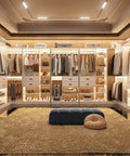 Built Tough Freestanding Walk In Closet 3 Piece Kit With Big Time Storage Shelves Solid Wood Drawers And Hanging Rods in a spacious setup.