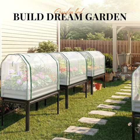 Raised Garden Bed With Cover And Legs For Outdoor Use Galvanized Elevated Planter Box 48 By 24 By 56 Inches 700 Lb Capacity