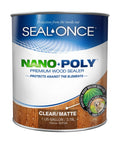 Seal-Once Nano+Poly premium wood sealer can, clear/matte finish, penetrating wood sealer with polyurethane for decks fences and log homes.