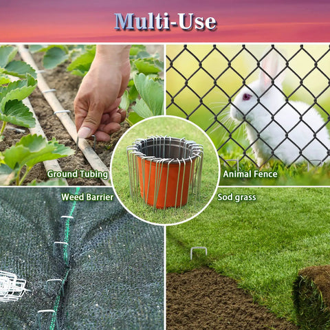 Heavy Duty 6 Inch Landscape Staples 11 Gauge Galvanized Garden Stakes for multi-use applications in garden and lawn