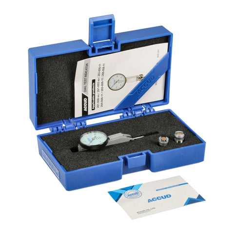 Dial Test Indicator With Real Deal Precision, 0.03 Inch Range And 0.0005 Inch Accuracy, 1.457 Inch Diameter, in blue case